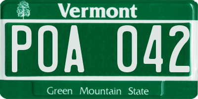 VT license plate POA042