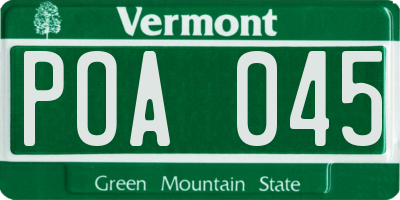 VT license plate POA045