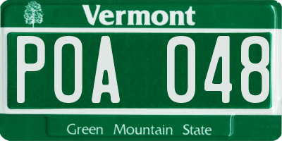 VT license plate POA048