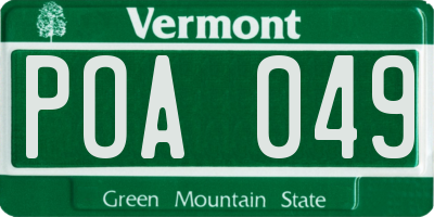 VT license plate POA049