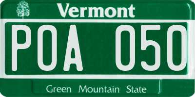 VT license plate POA050