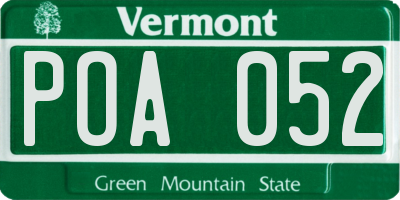 VT license plate POA052