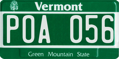 VT license plate POA056