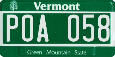 VT license plate POA058