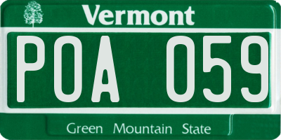 VT license plate POA059