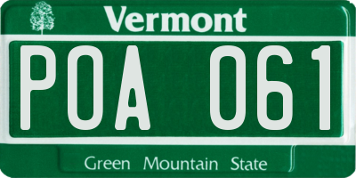 VT license plate POA061