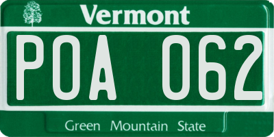 VT license plate POA062
