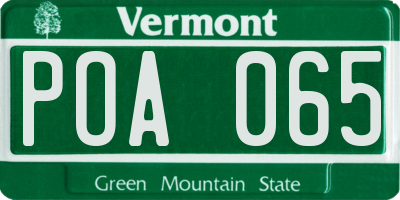 VT license plate POA065