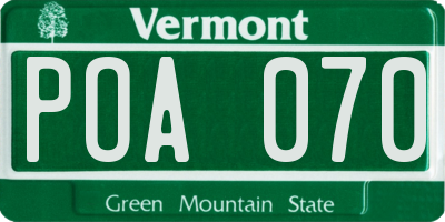 VT license plate POA070