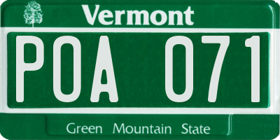 VT license plate POA071