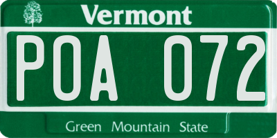 VT license plate POA072