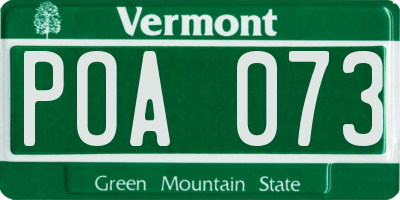 VT license plate POA073