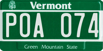VT license plate POA074