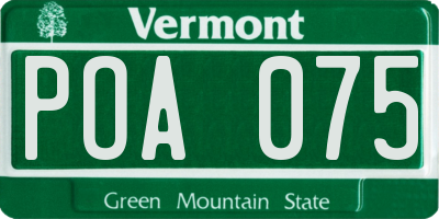 VT license plate POA075