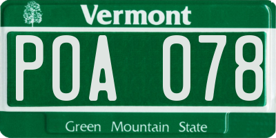 VT license plate POA078