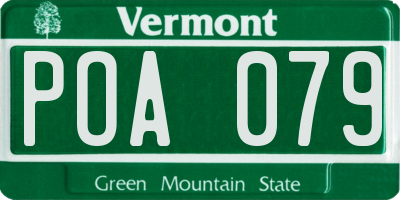 VT license plate POA079