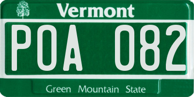 VT license plate POA082