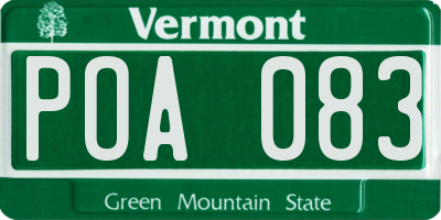 VT license plate POA083