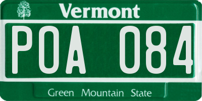 VT license plate POA084