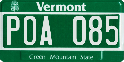 VT license plate POA085