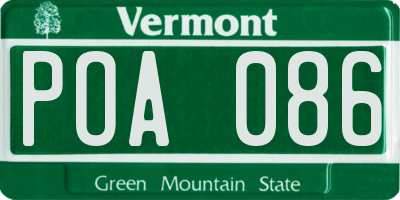 VT license plate POA086