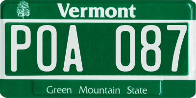 VT license plate POA087