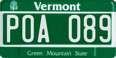 VT license plate POA089