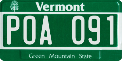 VT license plate POA091