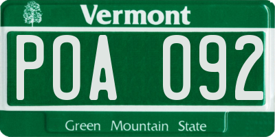 VT license plate POA092