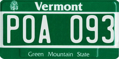 VT license plate POA093