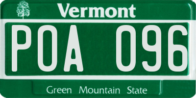 VT license plate POA096