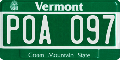 VT license plate POA097
