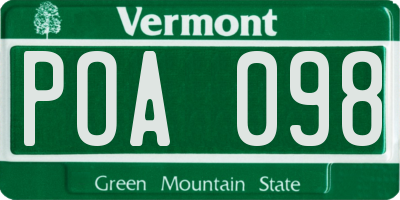 VT license plate POA098
