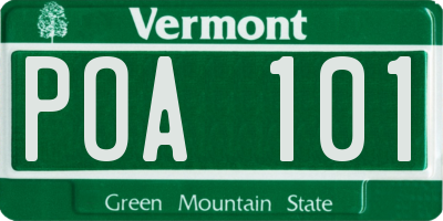 VT license plate POA101