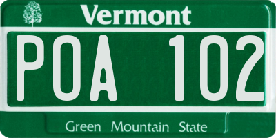 VT license plate POA102