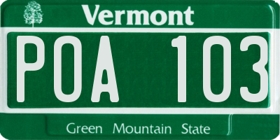 VT license plate POA103