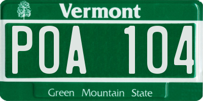 VT license plate POA104