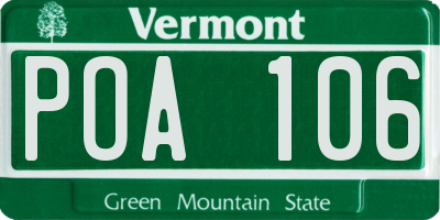VT license plate POA106