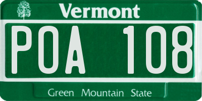 VT license plate POA108