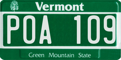 VT license plate POA109