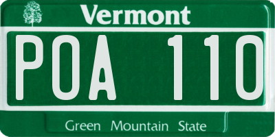 VT license plate POA110