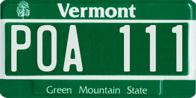 VT license plate POA111