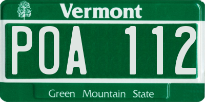 VT license plate POA112