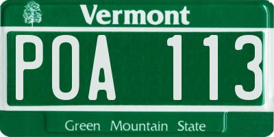 VT license plate POA113