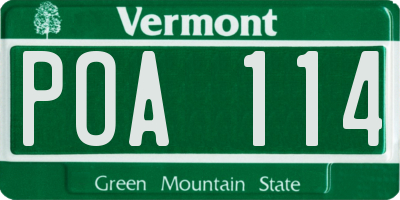 VT license plate POA114