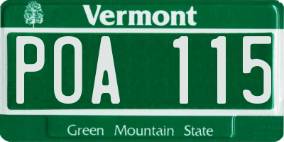 VT license plate POA115
