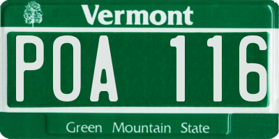 VT license plate POA116