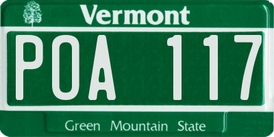 VT license plate POA117