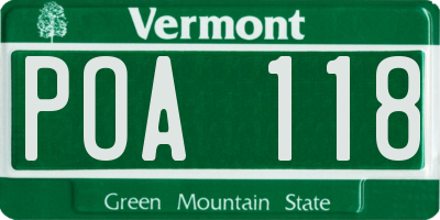 VT license plate POA118