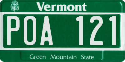 VT license plate POA121